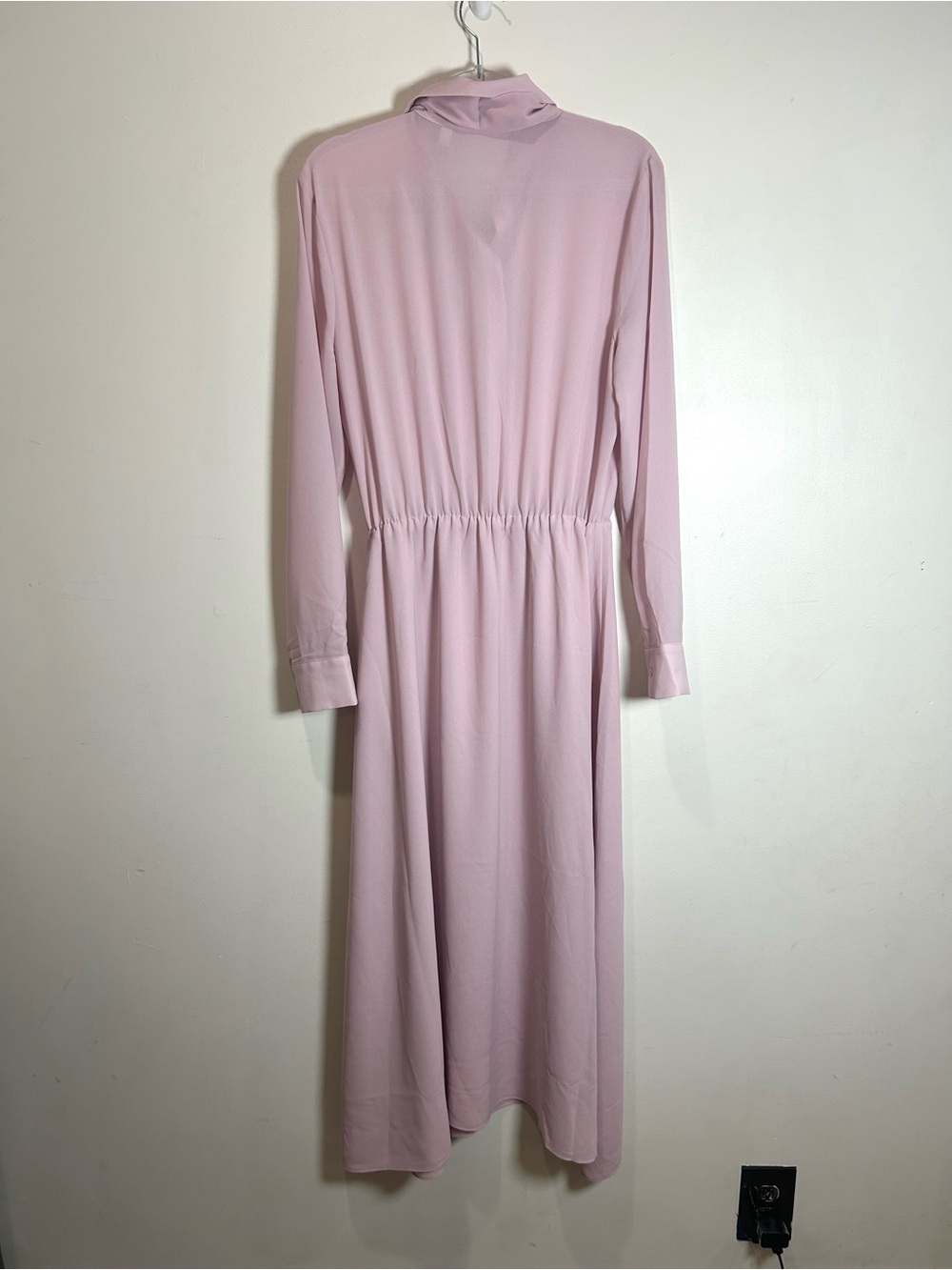 NEW Babaton Aritzia Hopper Maxi Dress Sz S Dusty Pink Tie Neck Chiffon Ethereal - Picture 14 of 15